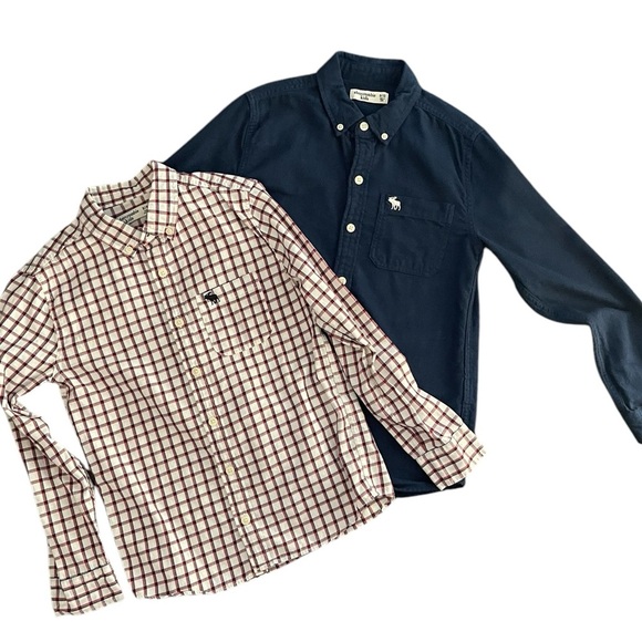 Abercrombie Kids Two Long Sleeve Button Down Shirts Size 9/10 Boys - Picture 2 of 12